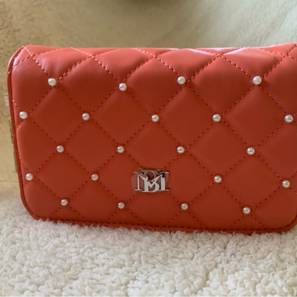 Badgley Mischka Coral Quilted Clutch